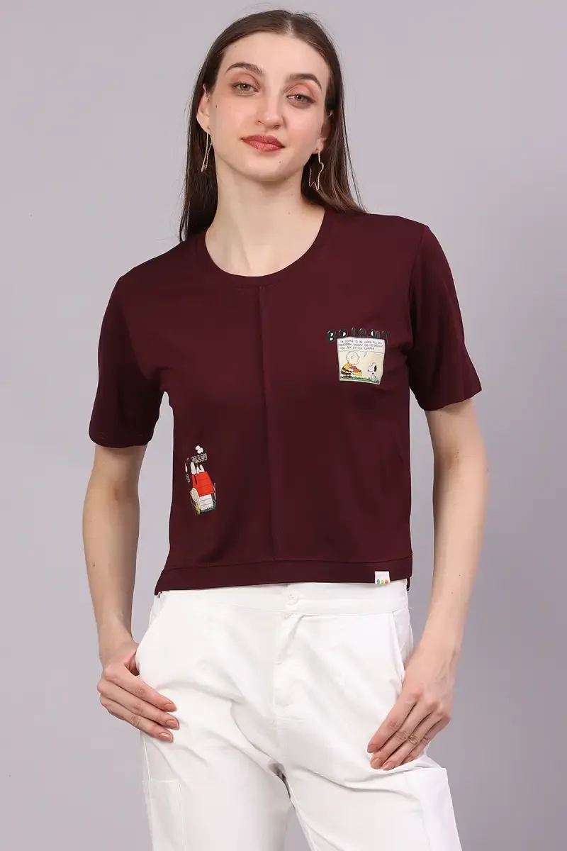 Cotton Lycra Graphic Printed T-Shirt for Women 016324LBUR