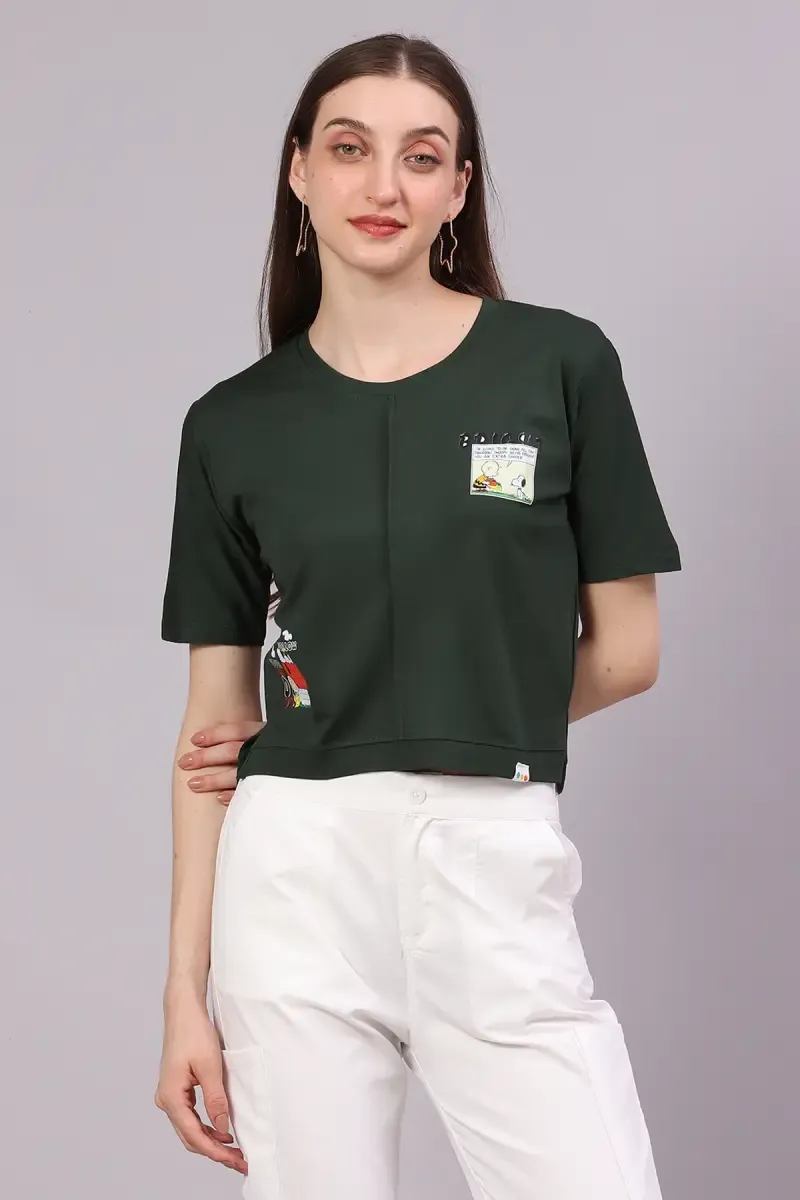 Cotton Lycra Graphic Printed T-Shirt for Women 016324LDARGRE