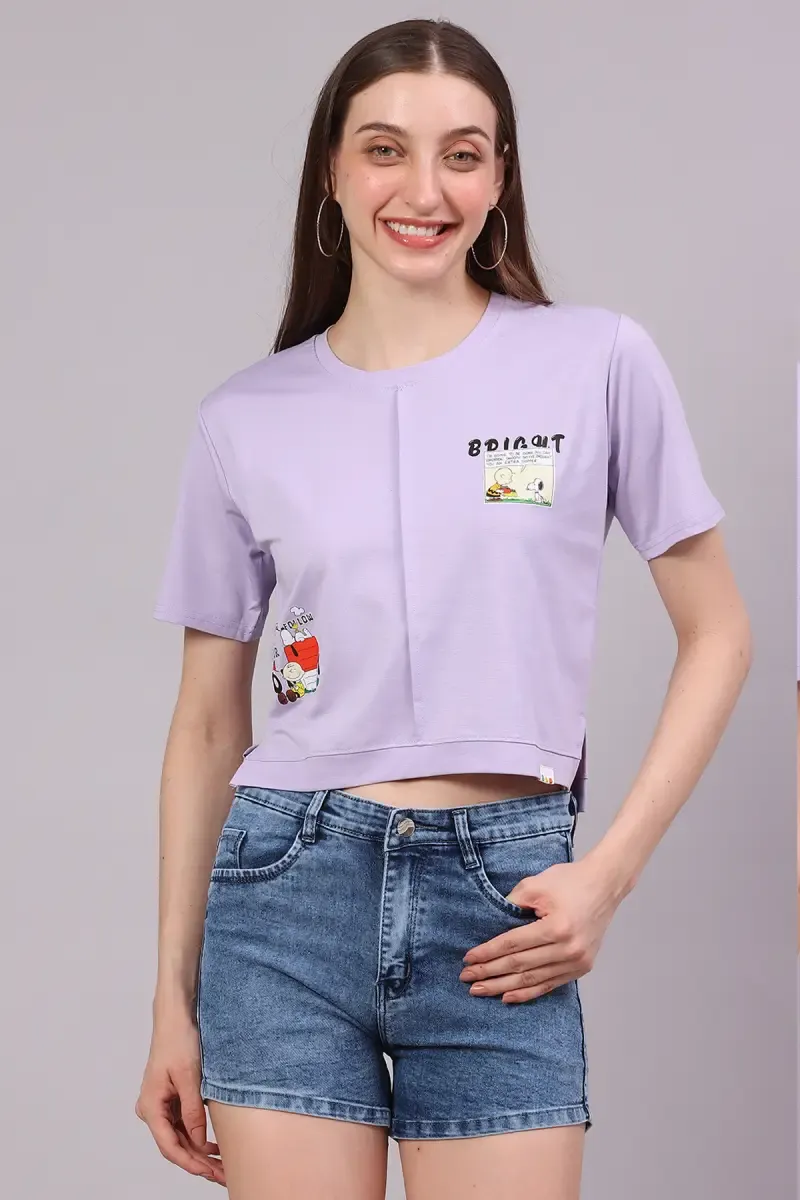 Cotton Lycra Graphic Printed T-Shirt for Women 016324XXLLAV