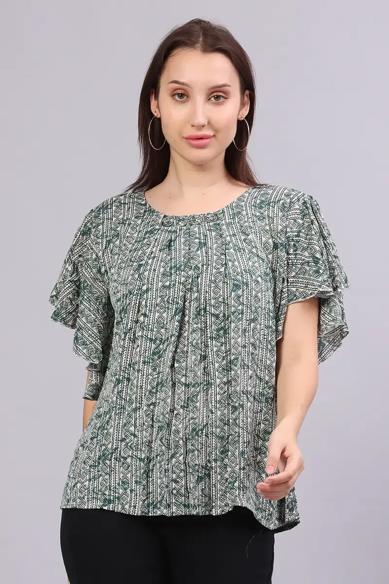 Georgette Abstract Print Top for Women 016325XXLGRE