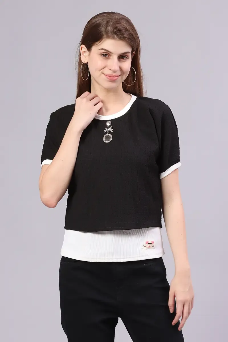 Corduroy Solid Top for Women 01634140BLA