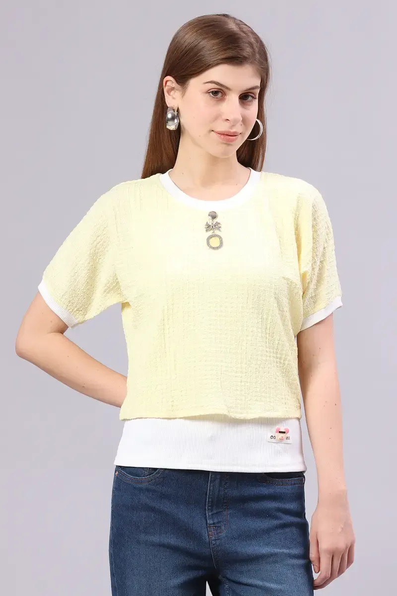 Corduroy Solid Top for Women 01634140YEL