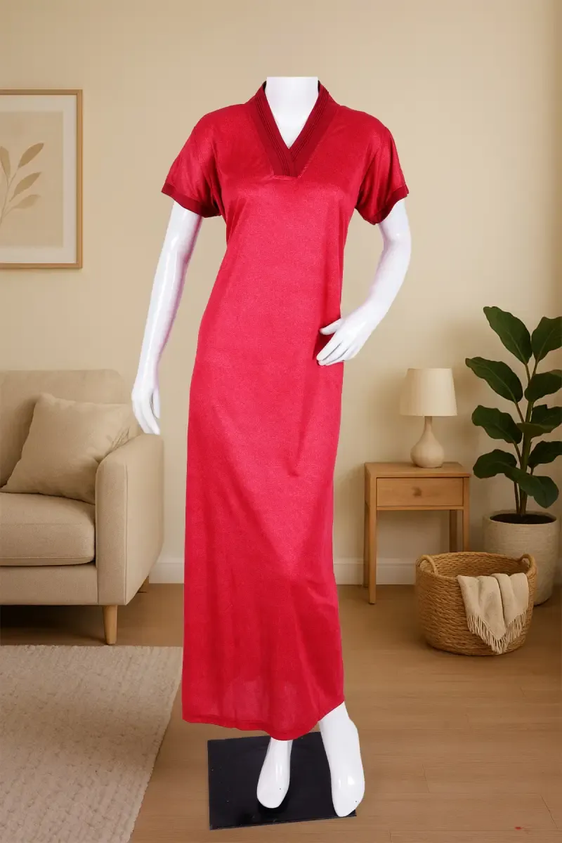 Polyester Solid Nighty for Women 016401MARFRESIZ