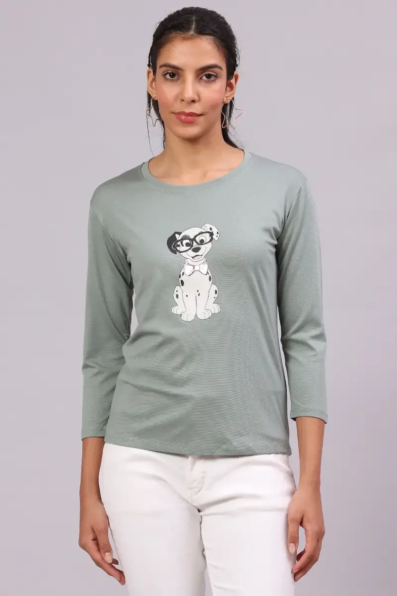 Cotton Graphic Printed T-Shirt for Women 016412XXLGRE