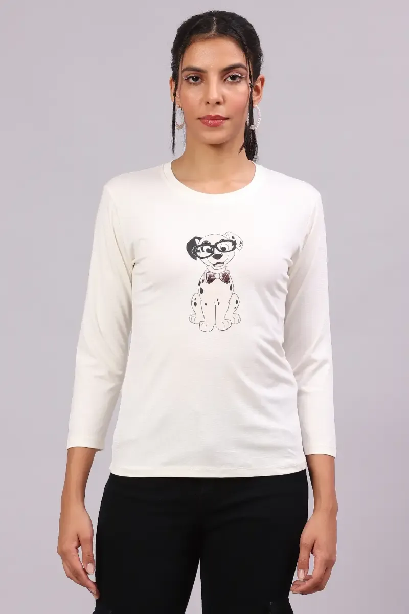 Cotton Graphic Printed T-Shirt for Women 016412XXLOFFWHI