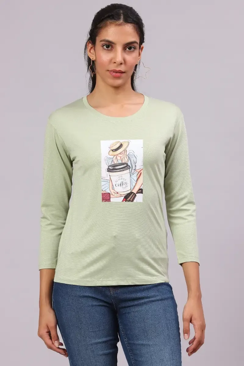 Cotton Lycra Graphic Printed T-Shirt for Women 016414XXLPIS