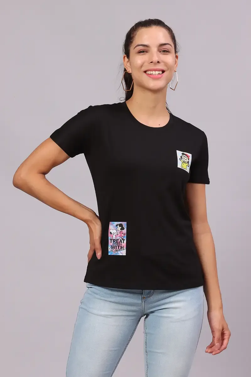 Cotton Graphic Printed T-Shirt for Women 016419LBLA