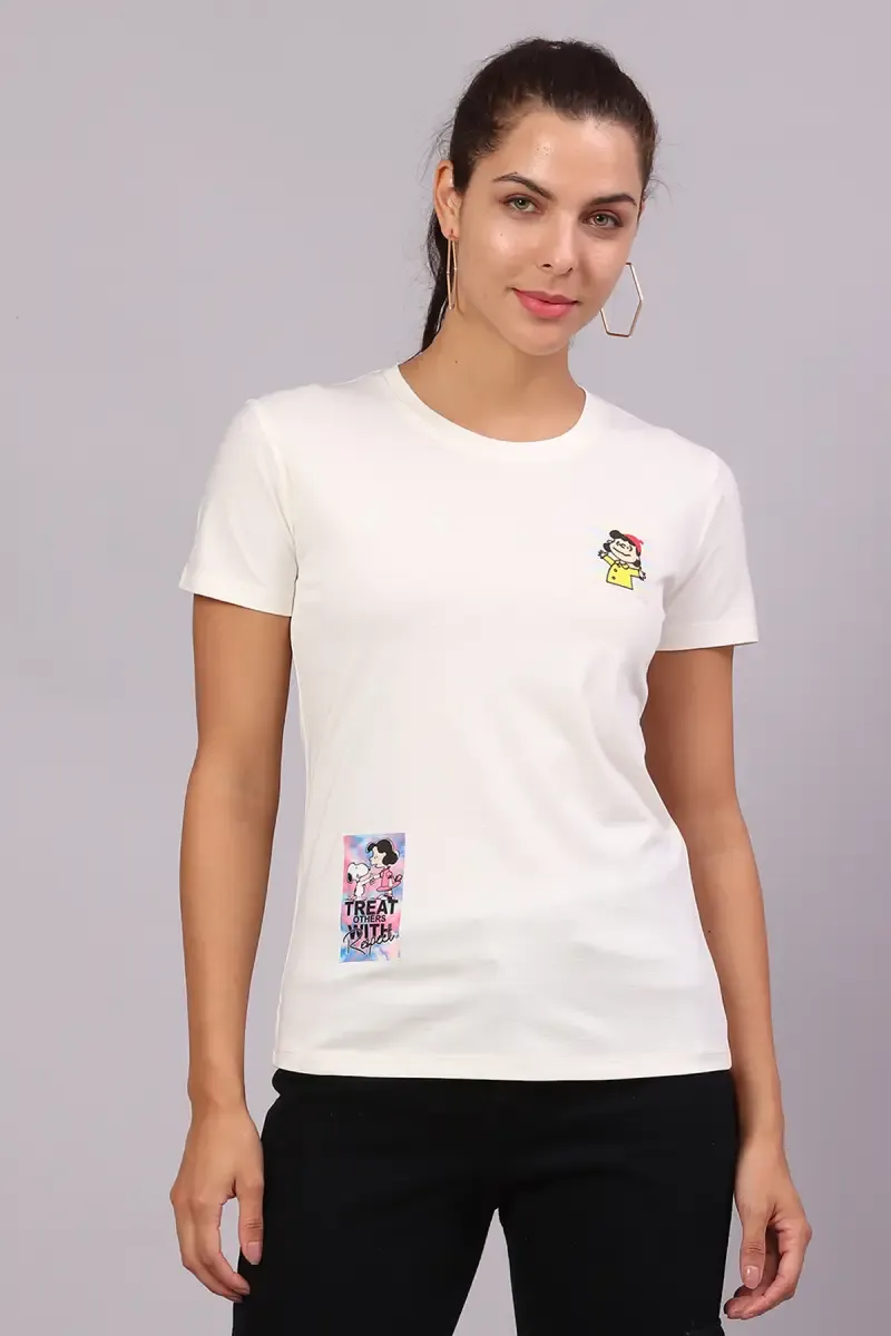 Cotton Graphic Printed T-Shirt for Women 016419LOFFWHI