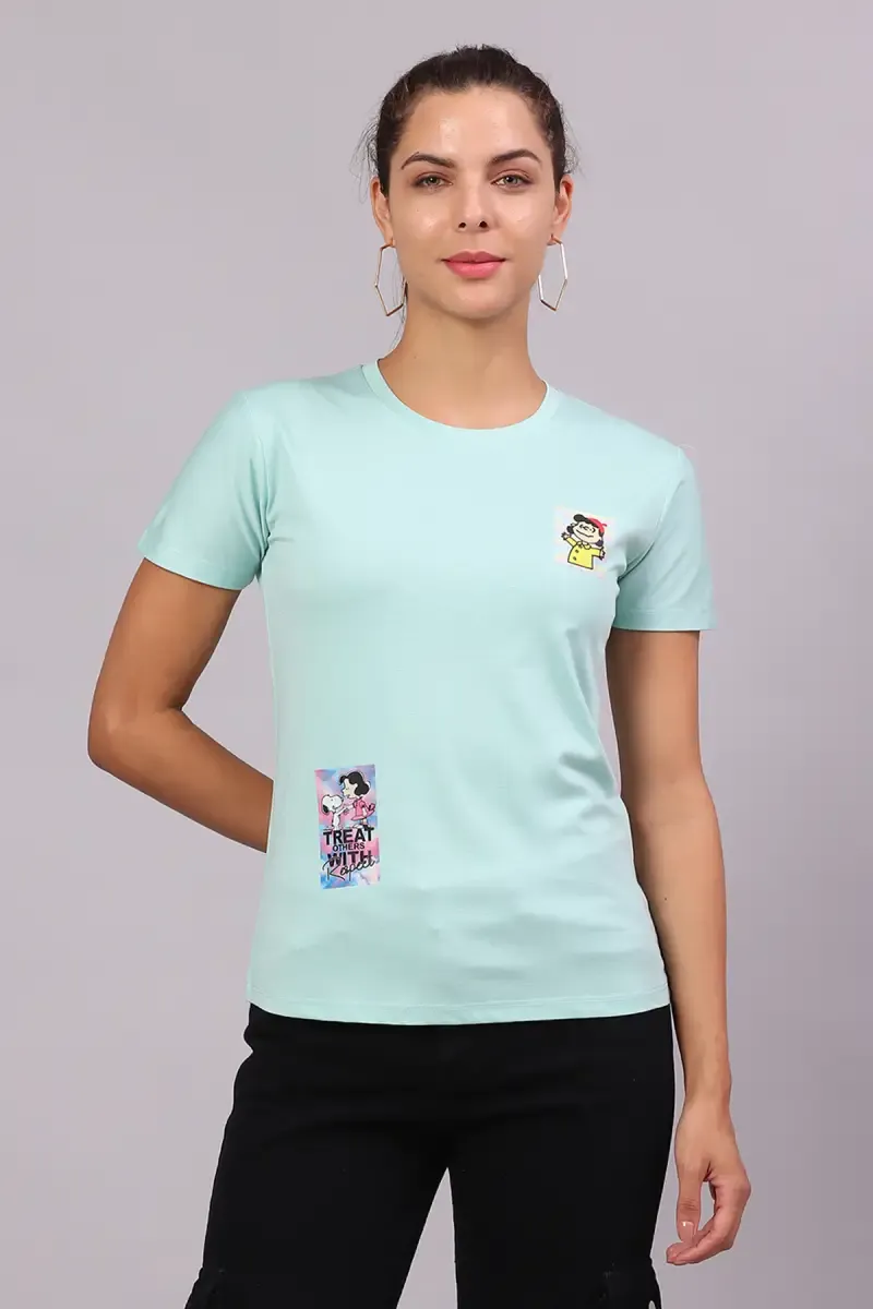 Cotton Graphic Printed T-Shirt for Women 016419LLIGGRE