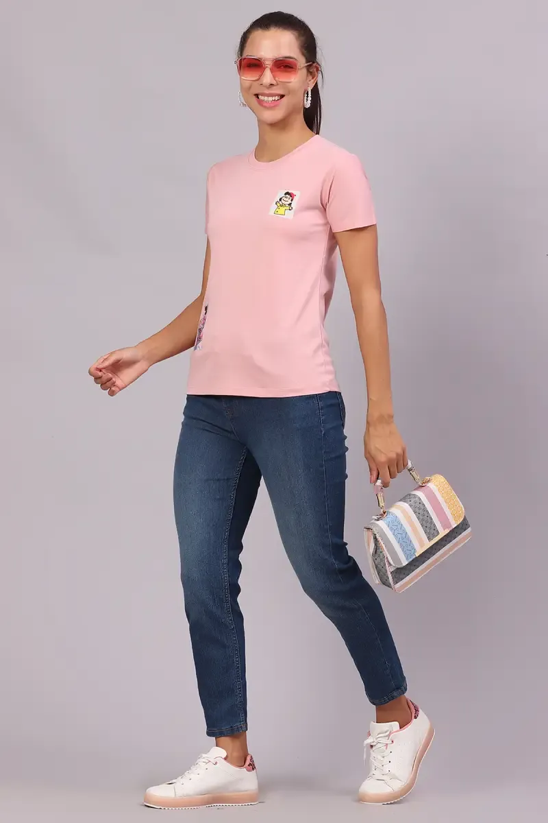 Cotton Graphic Printed T-Shirt for Women 016419XXLPIN
