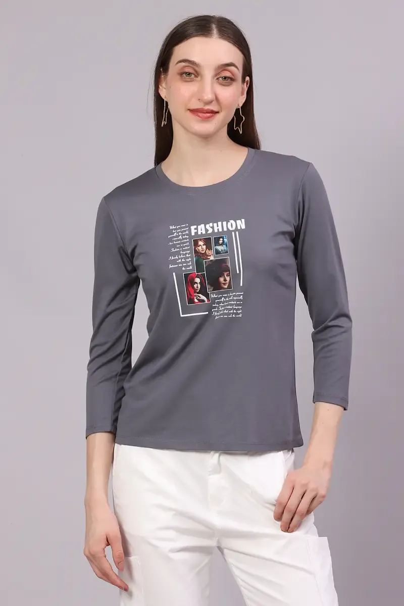 Cotton Lycra Graphic Printed T-Shirt for Women 016421XXLGRE2