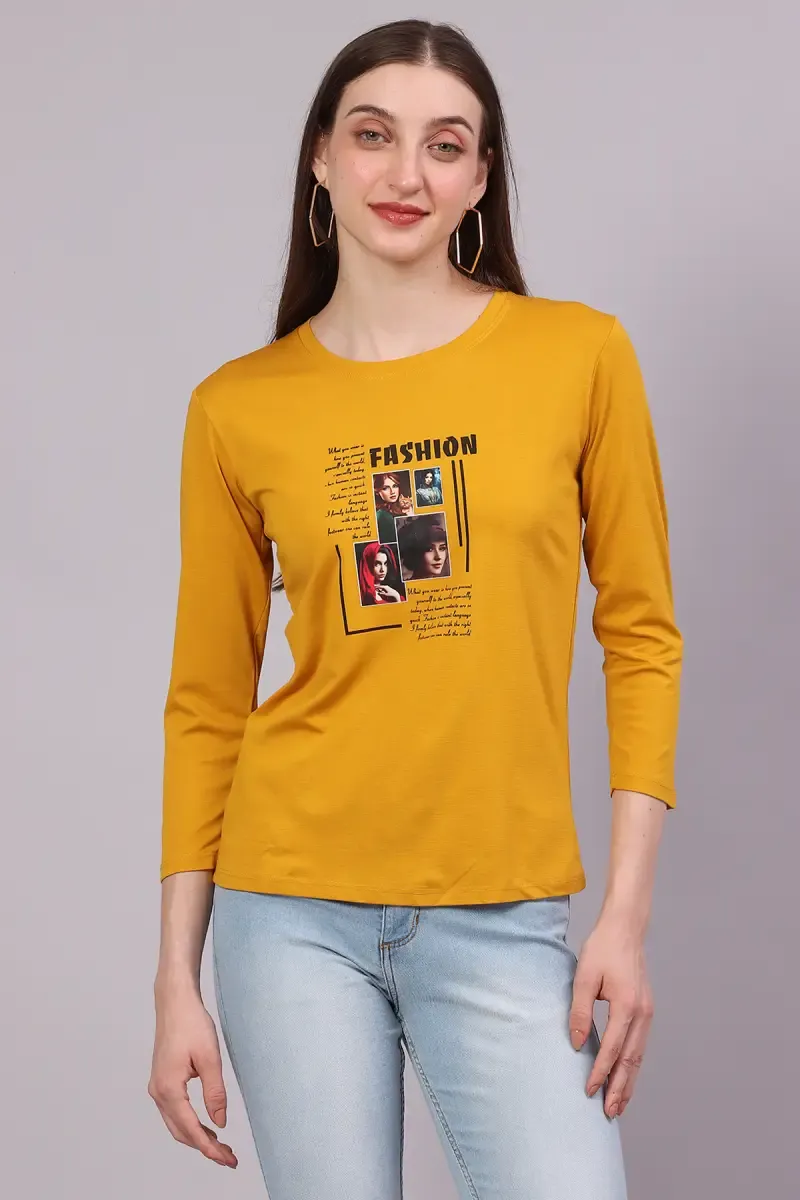 Cotton Lycra Graphic Printed T-Shirt for Women 016421XLMUS