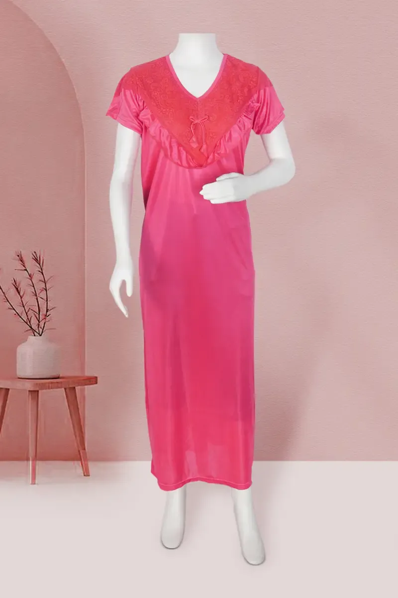 Polyester Solid Nighty for Women 016426PINFRESIZ