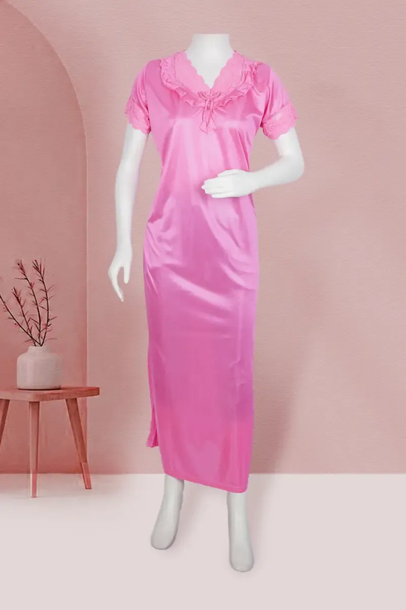 Polyester Solid Nighty for Women
