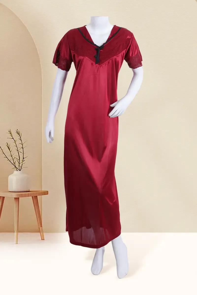 Polyester Solid Nighty for Women 016437MARFRESIZ