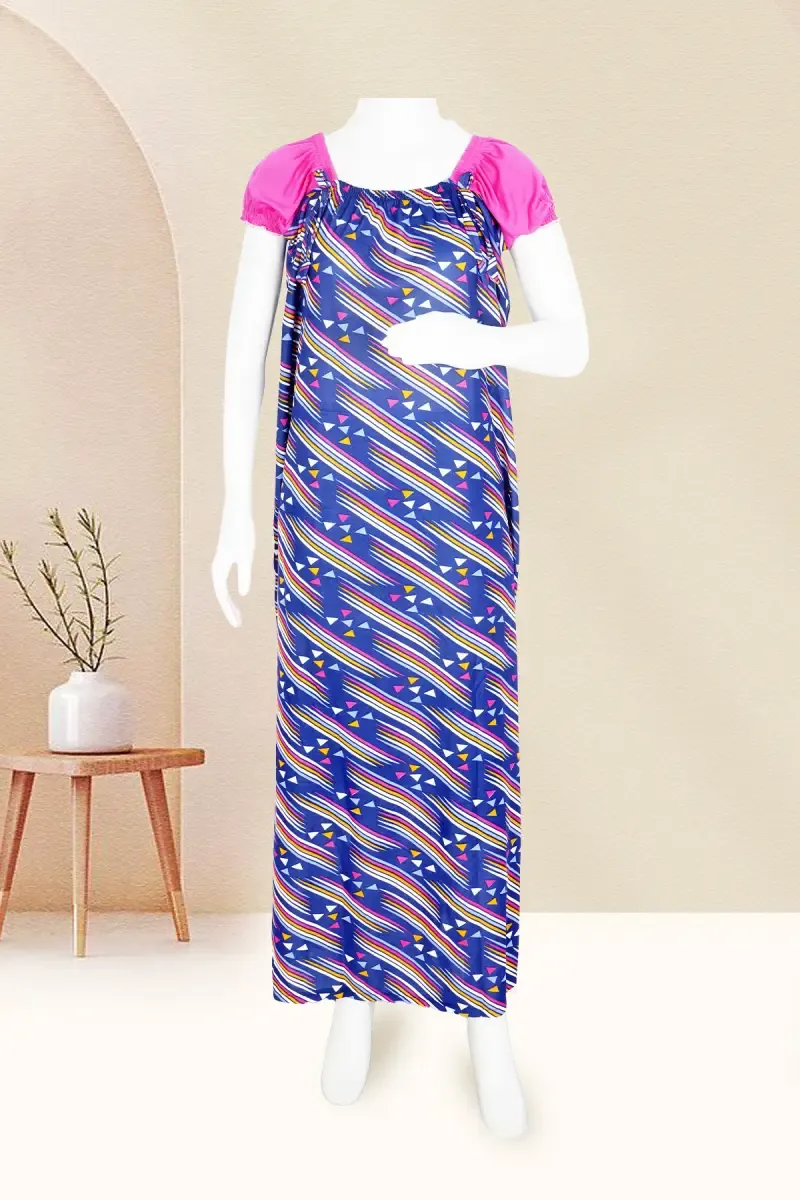 Women Polyester Abstract Print Nighty