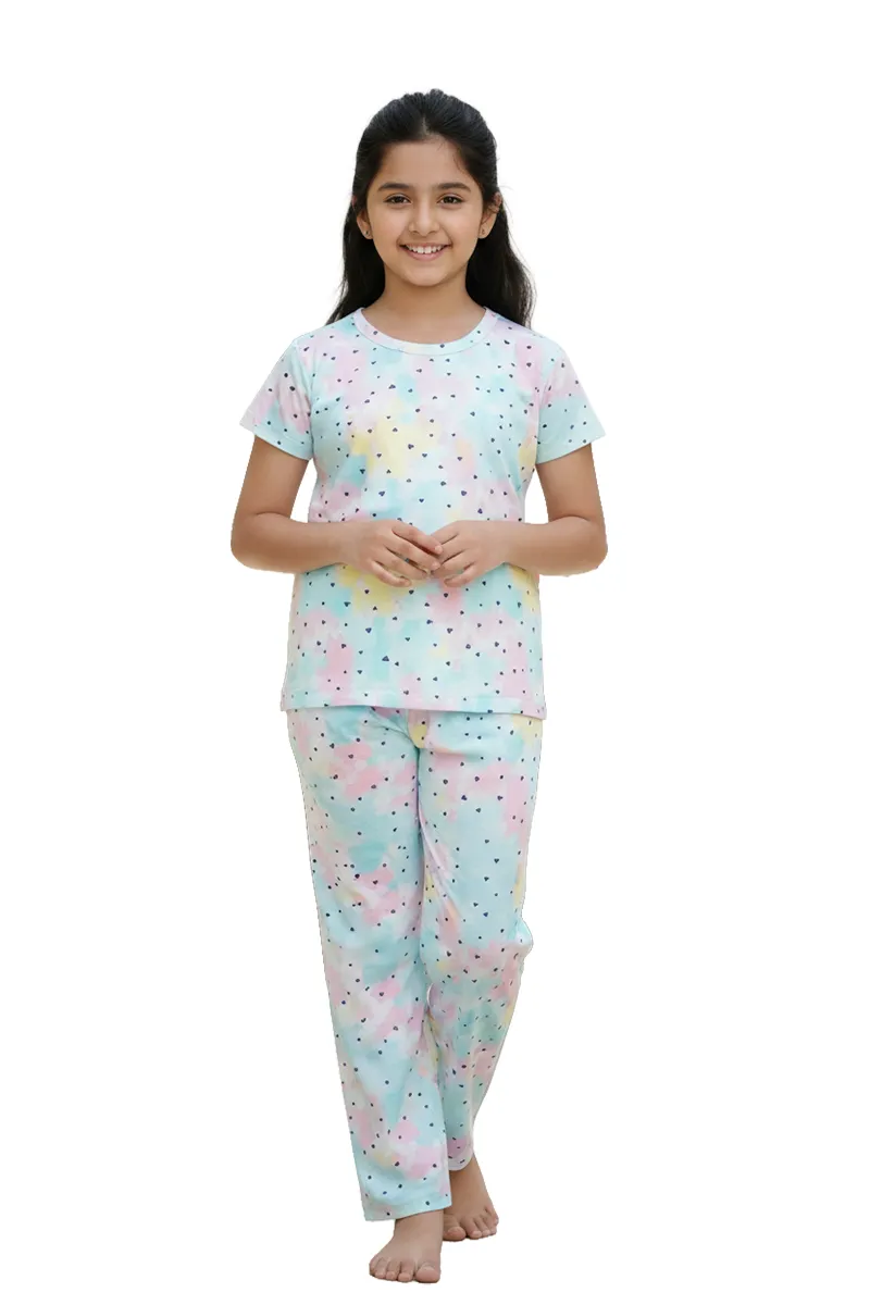Polyester Printed Pyjama Set for Girls 016500GRE151YRS