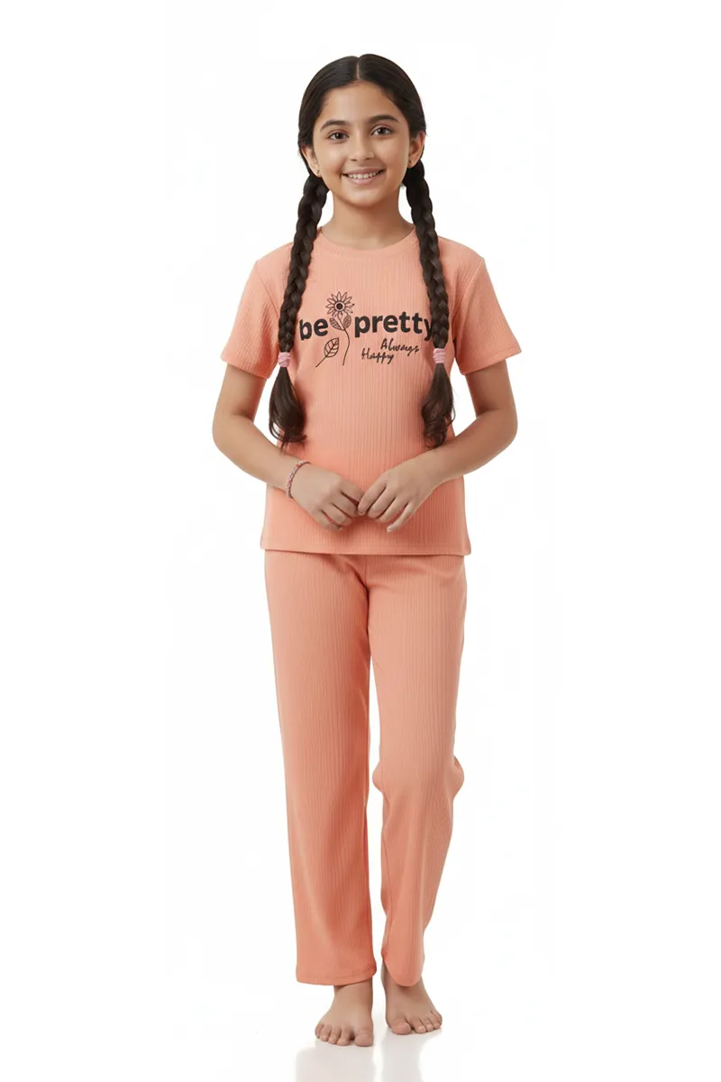 Girl's Polyester Printed Pyjama Set 016503PEA56YRS