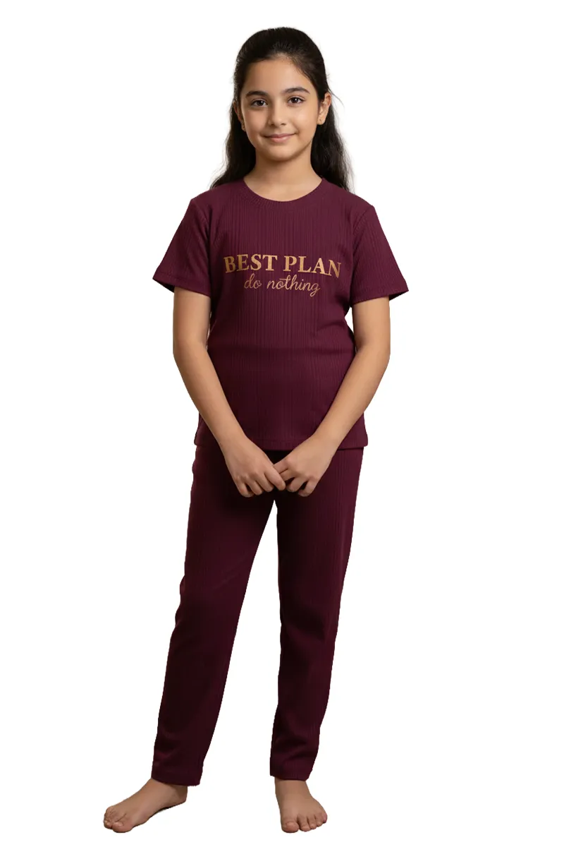 Girl's Polyester Printed Pyjama Set 016505WIN78YRS