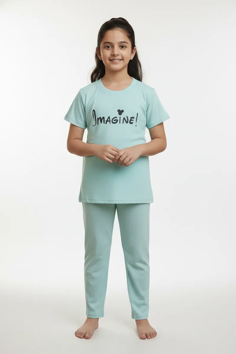 Girl's Polyester Printed Pyjama Set 016508LIGGRE111YRS2