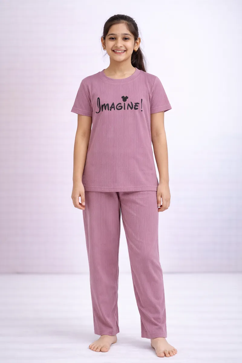Girl's Polyester Printed Pyjama Set 016508MAU111YRS2