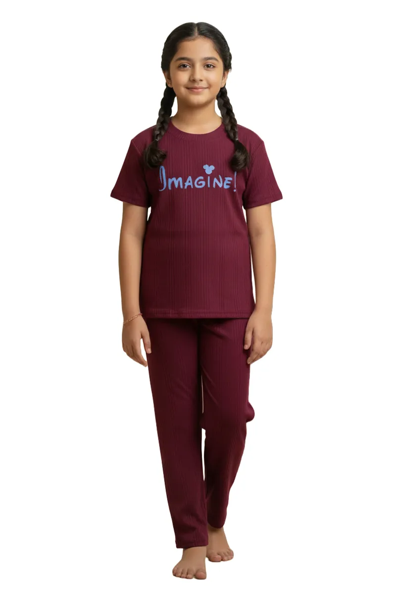 Girl's Polyester Printed Pyjama Set 016508WIN111YRS2