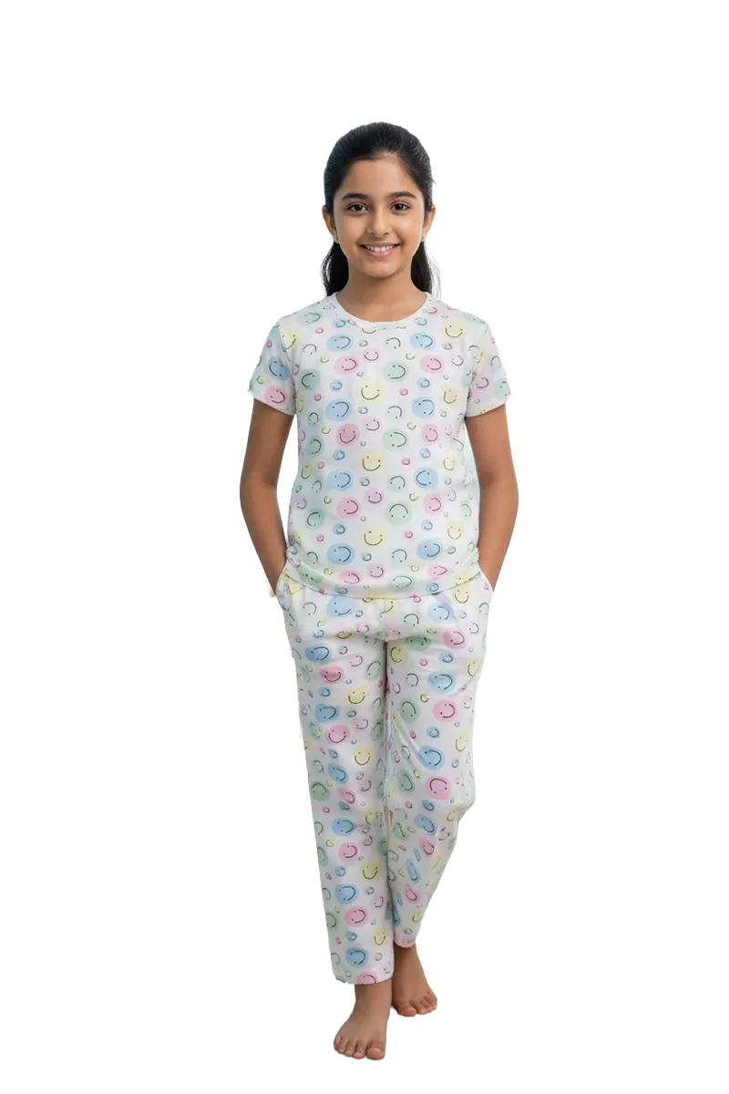 Girl's Polyester Conversational Printed Pyjama Set  016518GRE910YRS