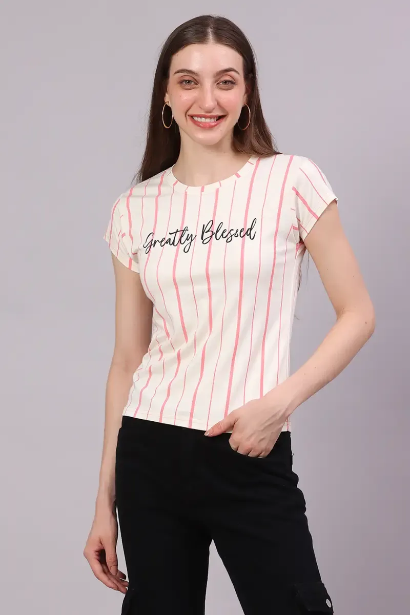 Cotton Lycra Printed T-Shirt for Women
