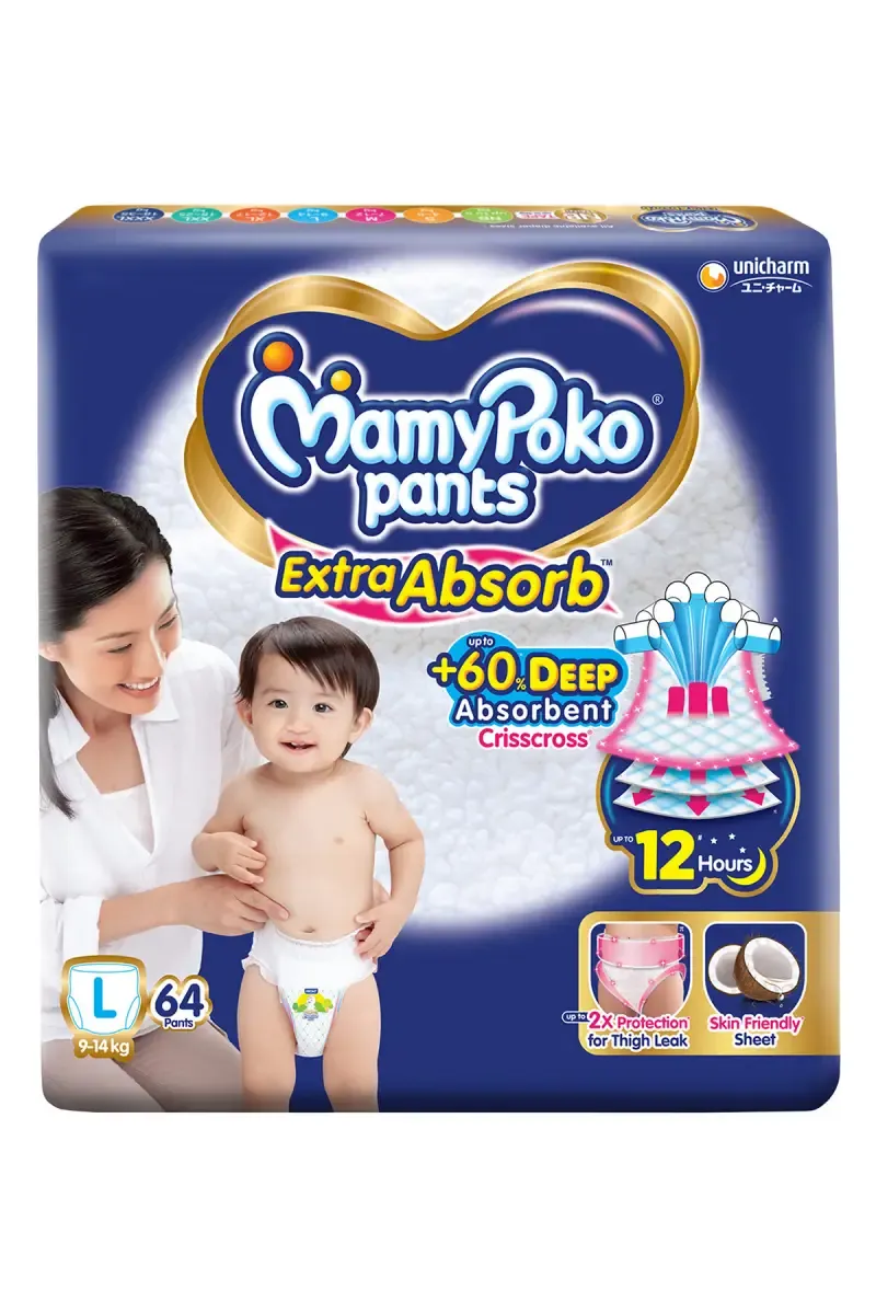 MamyPoko Pants Extra Absorb Baby Diapers,64 Pcs - Large