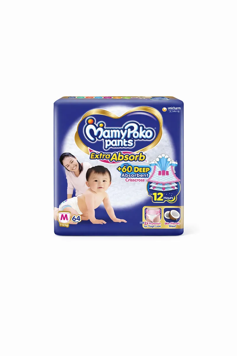 MamyPoko Pants Extra Absorb Diapers (64 Pcs) - Medium