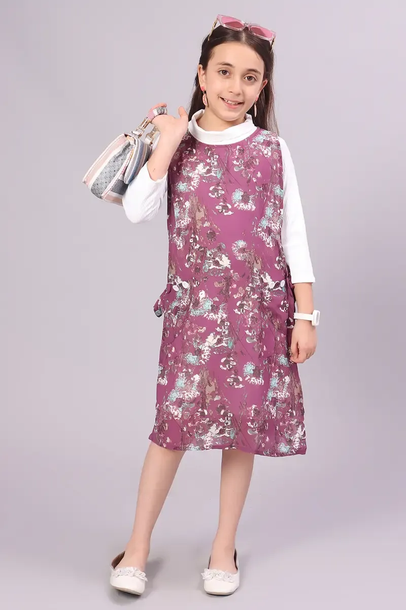 Girl's Corduroy Printed Dress (3 - 16 Yrs)