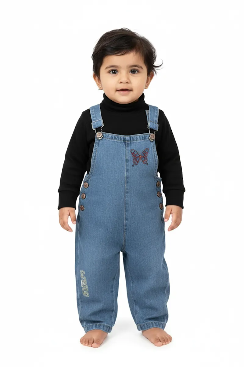 Corduroy T-shirt with Dungaree for Just Born Girl (2-Pcs Set)