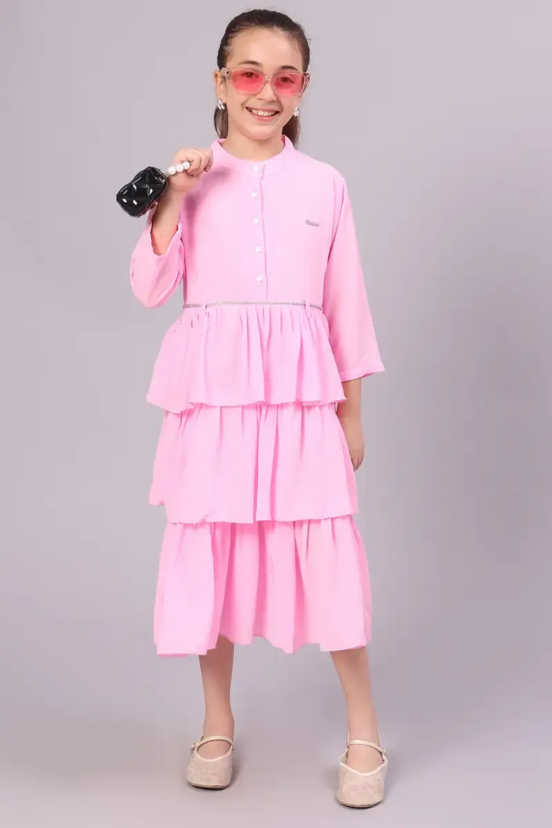 Girl's Georgette Solid Dress (3 - 16 Yrs)