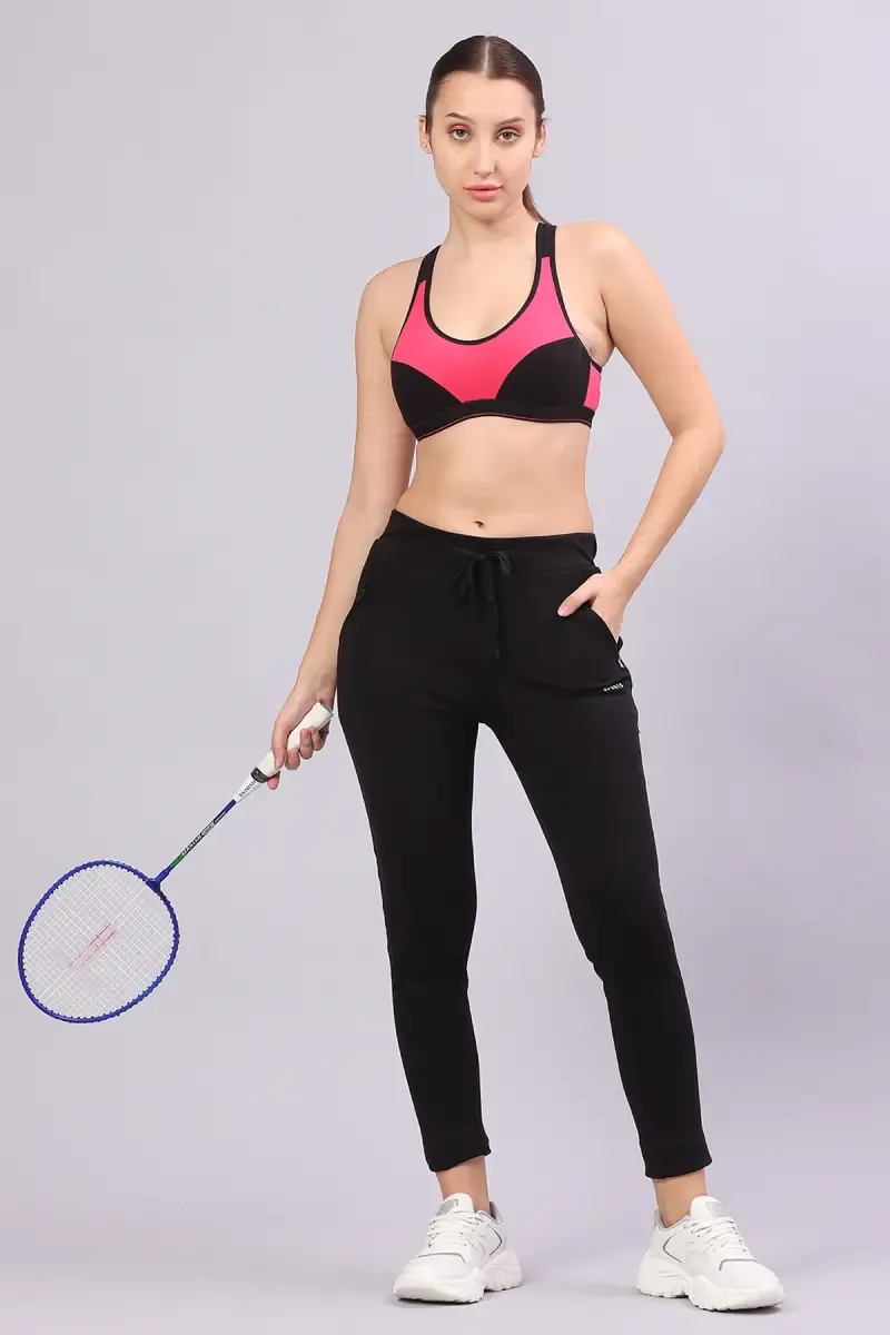 Women's Cotton Lycra Solid Track Pant 016664XXLBLA