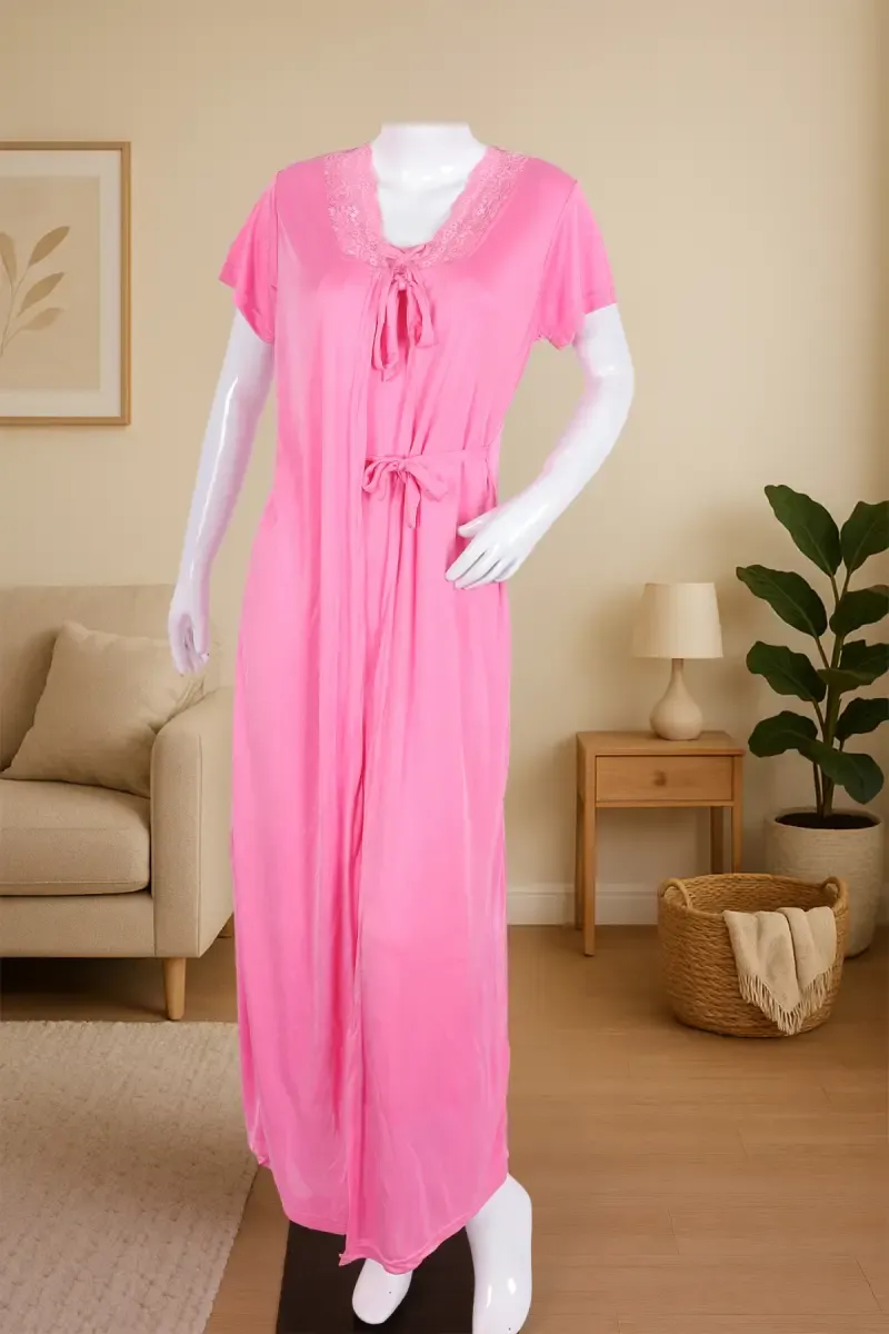 Polyester Solid Nighty with Robe for Women