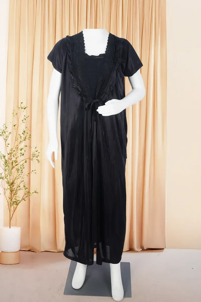 Polyester Solid Nighty with Robe for Women