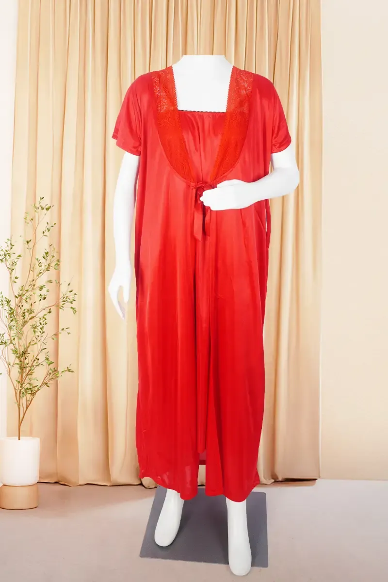 Polyester Solid Nighty with Robe for Women
