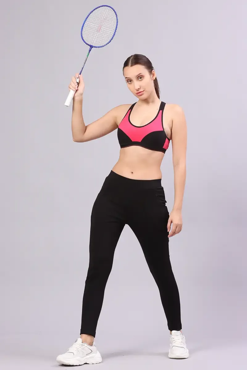 Cotton Lycra Solid Track Pant for Women