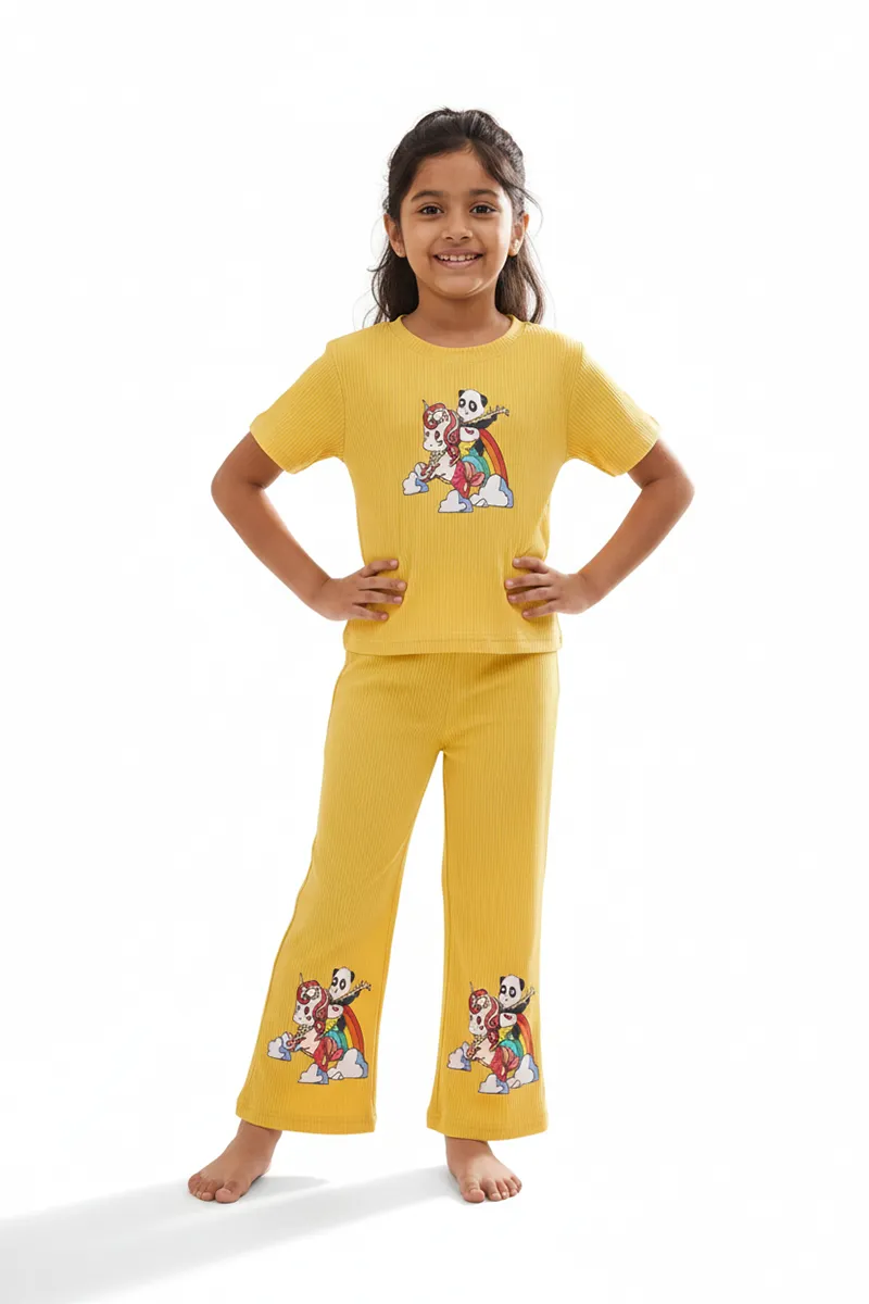 Girl's Corduroy Printed Pyjama Set