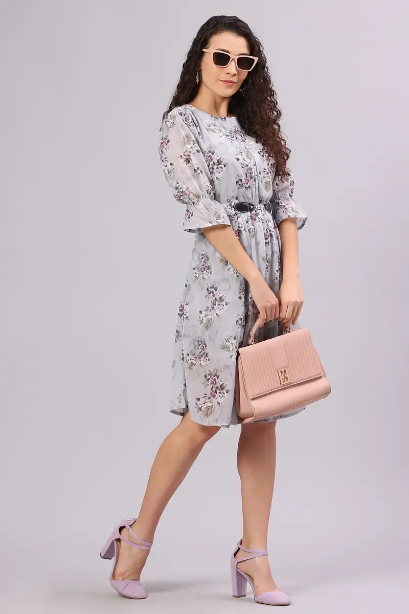 Georgette Floral Printed Dress for Women 016761GREXXL