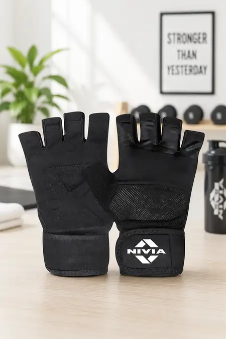 Nivia Enduro Micro Wrist Wrap Gloves (Black, pack of 1)