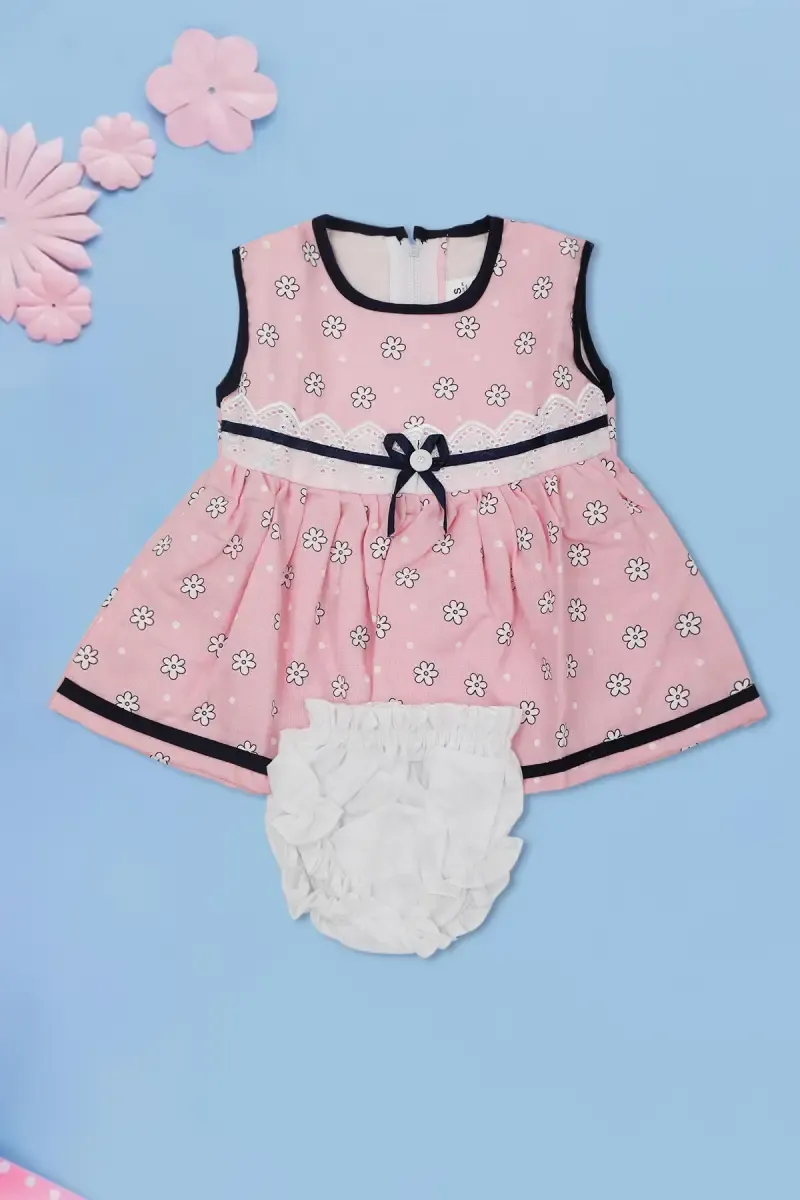 Floral Printed Frock with Panty Set for Baby Girl (2-Pcs Set) 016798BABPIN13M