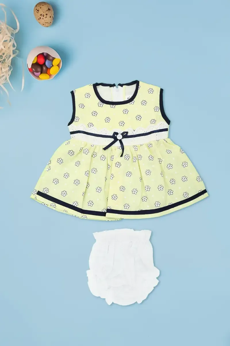 Floral Printed Frock with Panty Set for Baby Girl (2-Pcs Set)