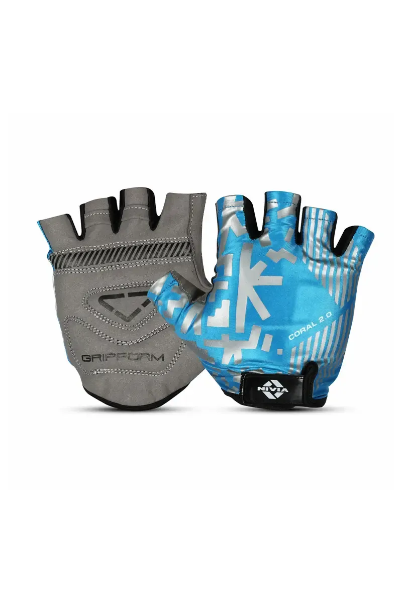 Nivia Coral Gym Gloves (Blue, pack of 1) - Medium