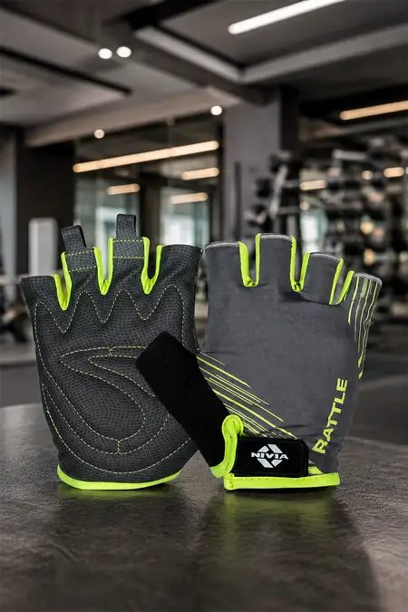 Nivia Rattle Gym & Fitness Gloves (Grey, pack of 1) - Large