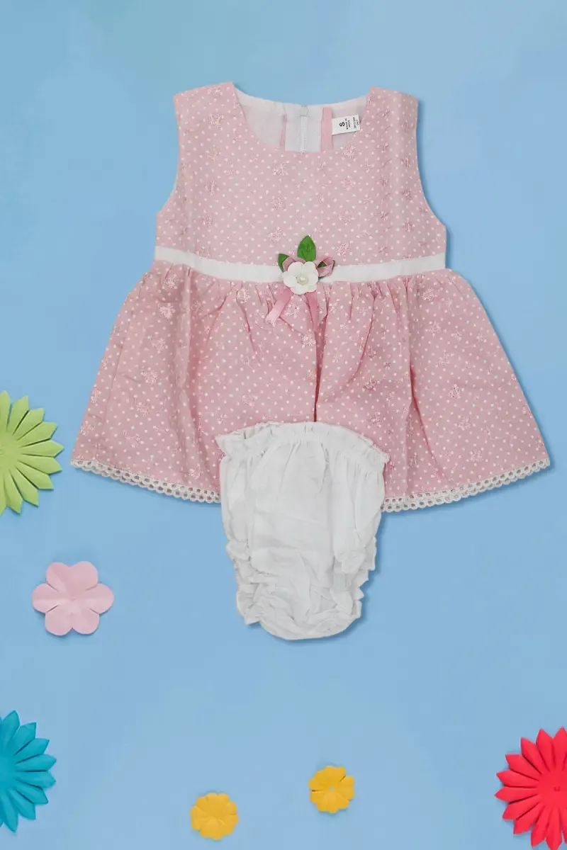 Baby Girl's Polka Dotted Frock with Panty Set (2-Pcs Set) 016808BABPIN01M