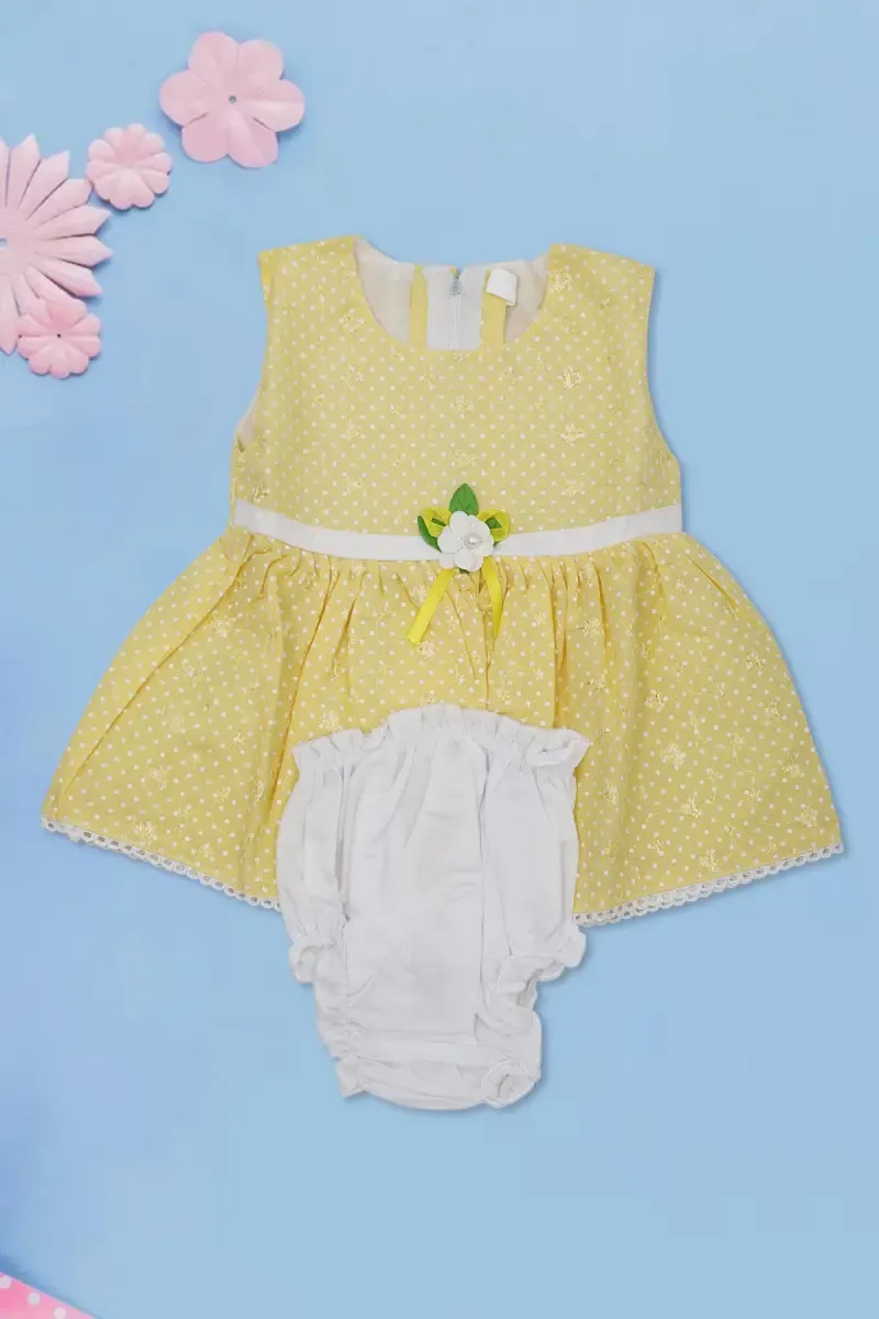 Baby Girl's Polka Dotted Frock with Panty Set (2-Pcs Set)