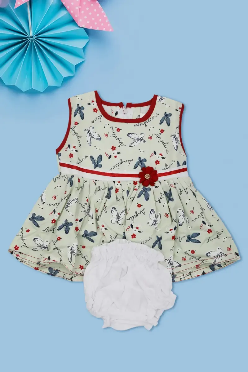 Printed Frock with Panty Set for Just Born Girl (2-Pcs Set) 016816LIGGRE01M