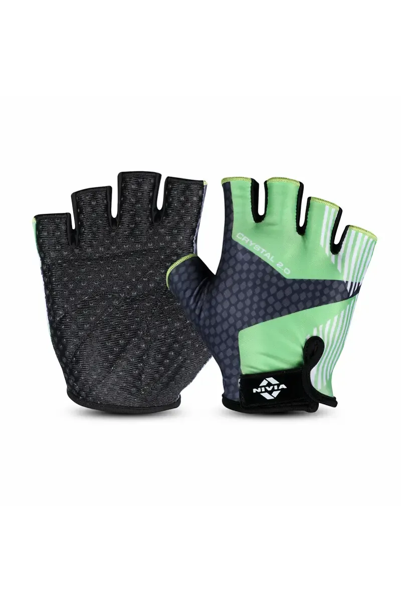 Nivia Crystal 2.0 Stretchable Fabric Fitness Gloves  (Green, pack of 1)- Small