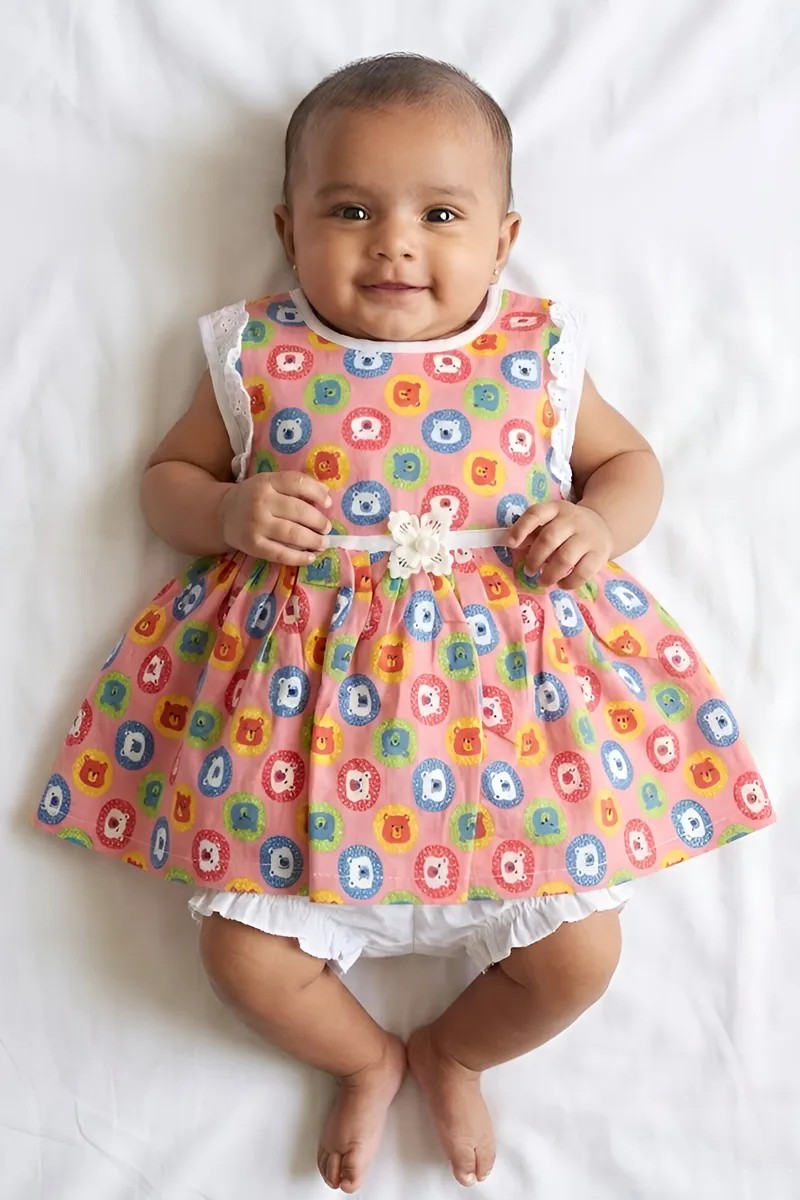 Baby Girl's Printed Frock with Panty Set (2-Pcs Set) 016825PIN13M